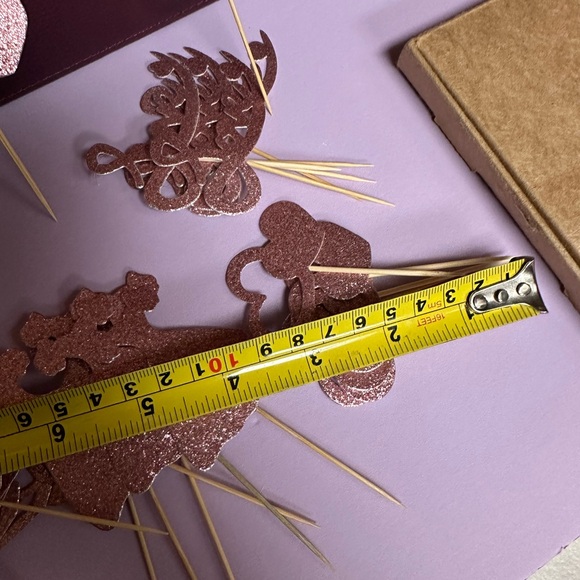 Rose Gold Glittered wedding Cupcake Toppers - Picture 5 of 11